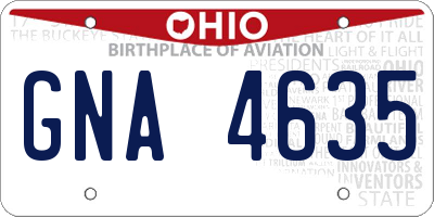 OH license plate GNA4635