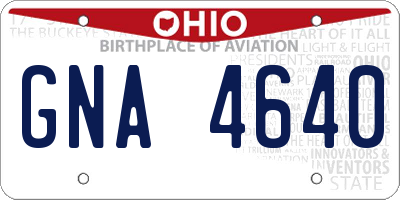 OH license plate GNA4640