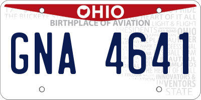 OH license plate GNA4641