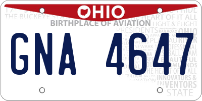 OH license plate GNA4647