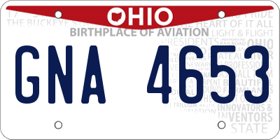 OH license plate GNA4653