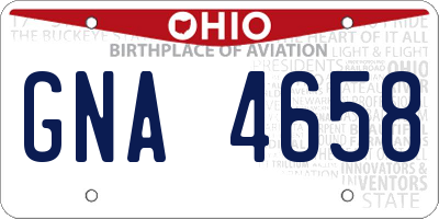 OH license plate GNA4658