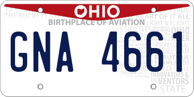 OH license plate GNA4661