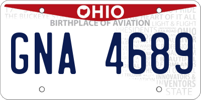 OH license plate GNA4689