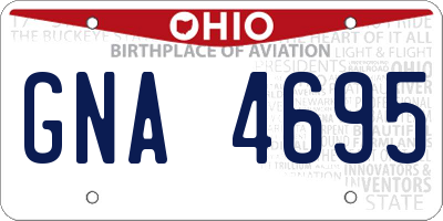 OH license plate GNA4695