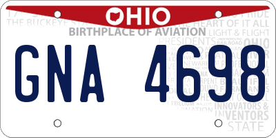 OH license plate GNA4698