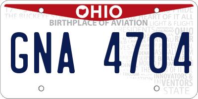OH license plate GNA4704