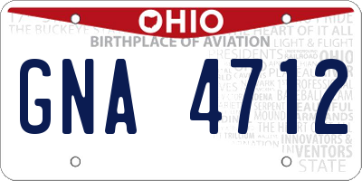 OH license plate GNA4712