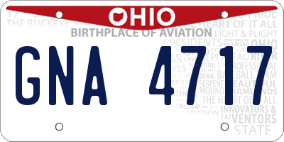 OH license plate GNA4717