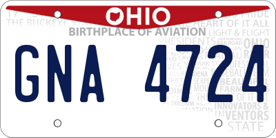 OH license plate GNA4724