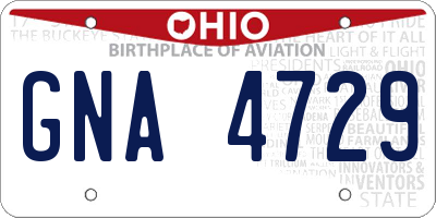 OH license plate GNA4729