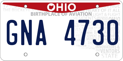 OH license plate GNA4730