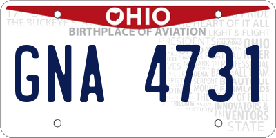 OH license plate GNA4731