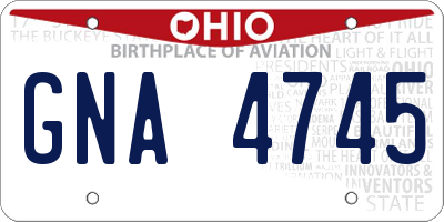 OH license plate GNA4745