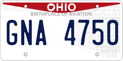 OH license plate GNA4750