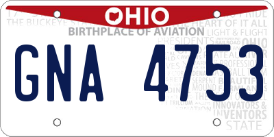 OH license plate GNA4753
