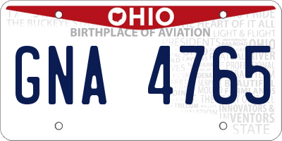 OH license plate GNA4765