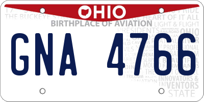 OH license plate GNA4766