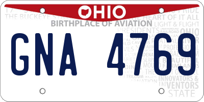 OH license plate GNA4769
