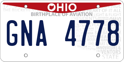 OH license plate GNA4778