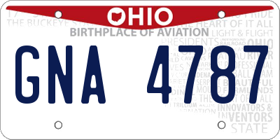 OH license plate GNA4787