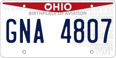 OH license plate GNA4807