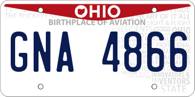 OH license plate GNA4866