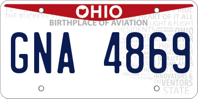 OH license plate GNA4869