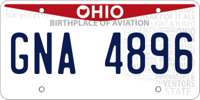 OH license plate GNA4896