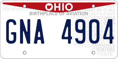 OH license plate GNA4904