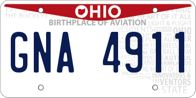 OH license plate GNA4911