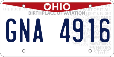 OH license plate GNA4916