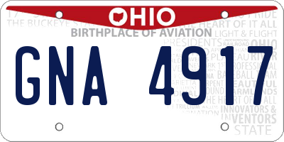 OH license plate GNA4917