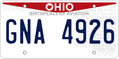OH license plate GNA4926