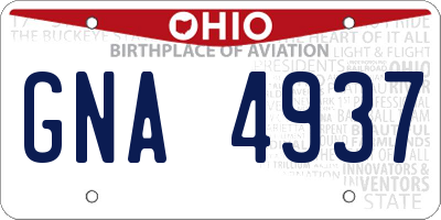 OH license plate GNA4937