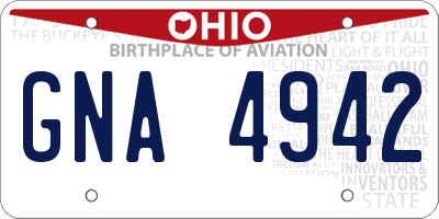 OH license plate GNA4942