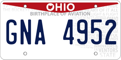 OH license plate GNA4952