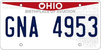 OH license plate GNA4953