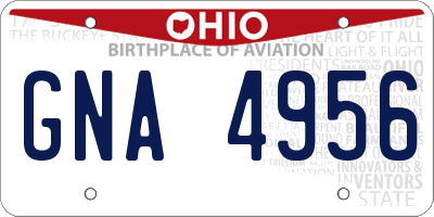 OH license plate GNA4956