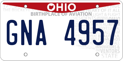 OH license plate GNA4957