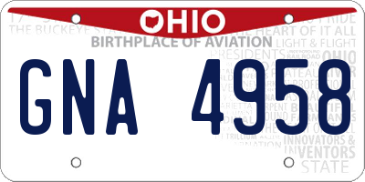 OH license plate GNA4958