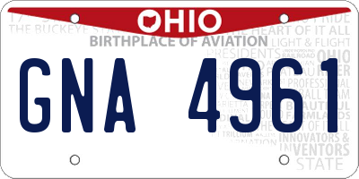 OH license plate GNA4961