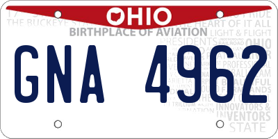 OH license plate GNA4962