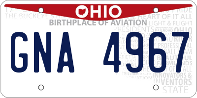 OH license plate GNA4967