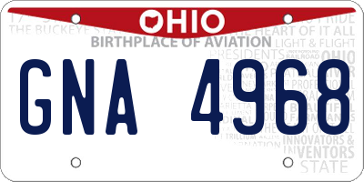 OH license plate GNA4968