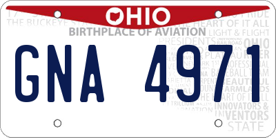 OH license plate GNA4971