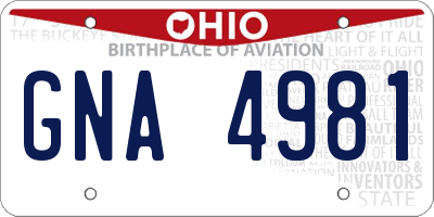 OH license plate GNA4981