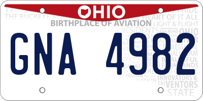 OH license plate GNA4982