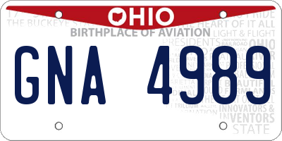 OH license plate GNA4989