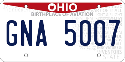 OH license plate GNA5007